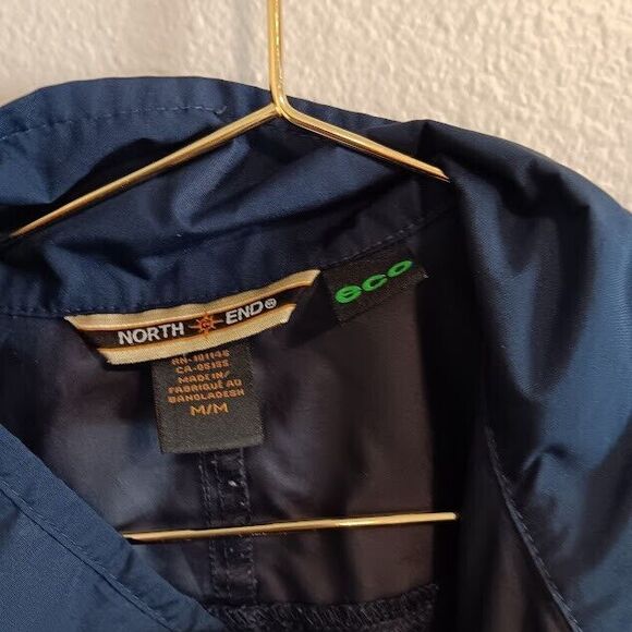 North End ECO Mens Windbreaker Jacket M Medium Navy Blue White Full Zip - Picture 2 of 5